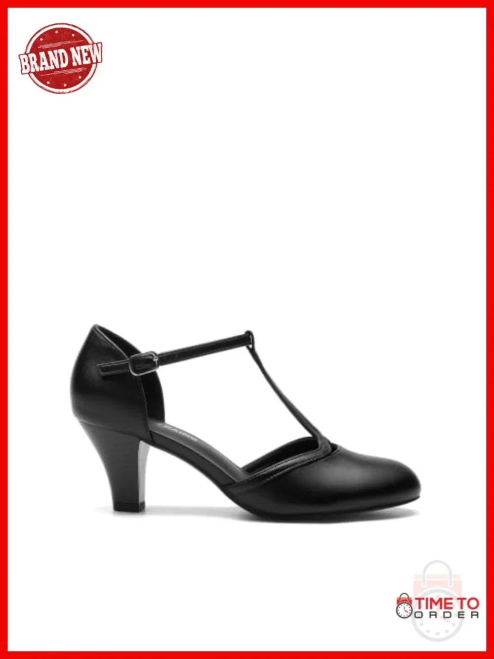 Women's T-Strap Block Heel Pumps Faux Leather Mary Jane Dress Shoes